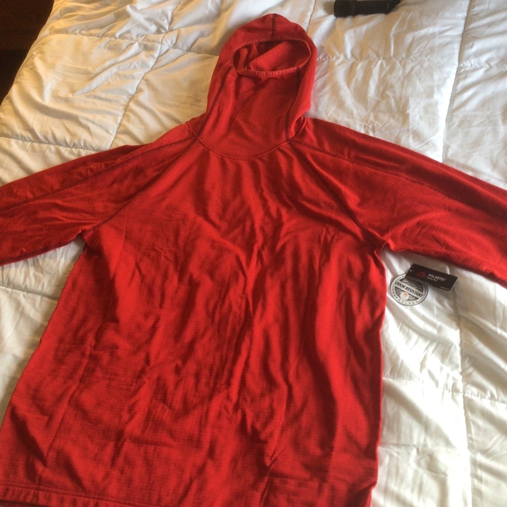 Mmens LL BEAN Hoodie Large Tall Red, Polartec, odor resistant